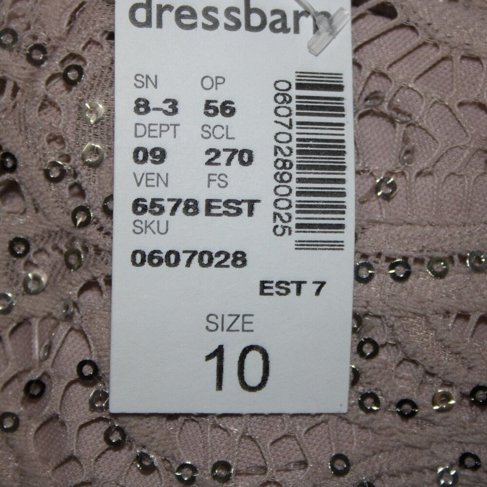 Dress Barn Sz 10 Mauve Lavender Silver Sequin Lined Eyelets Nylon Dress - Picture 15 of 16